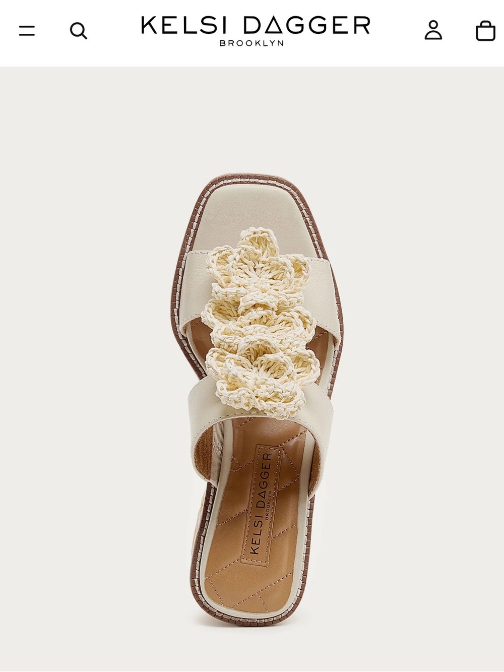 Kelsi Dagger Cream Crochet Slide Mule